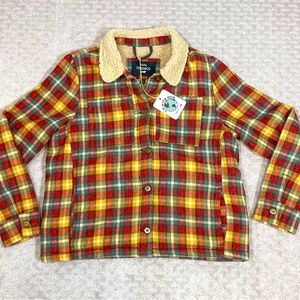 Toad&Co Burnside Trucker Jacket Fleece Flannel Plaid Sherpa Woman’s Size Large